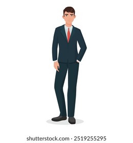 Vector design of a young professional in a suit, great for business and corporate themes.