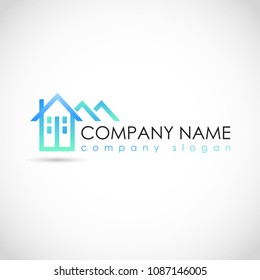 Vector design for your building company logo, abstract blue icon. Modern logotype, business corporate element