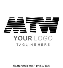Diseño de vectores para el logotipo de su empresa, icono MTW de color negro.