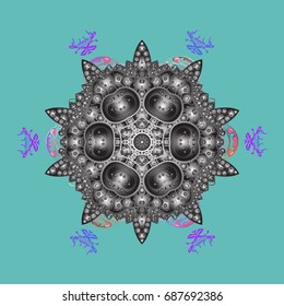 Vector design. Zentangle winter snowflak for Christmas, New Year. Freehand artistic ethnic illustration for adult coloring pages, art therapy, bohemian tattoo, t-shirt patterned print, posters, logo.