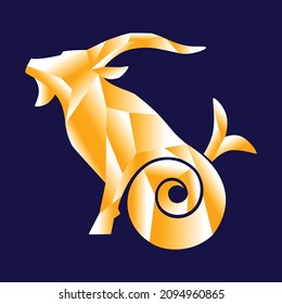 Vector design of a zodiak sign - Capricorn, Sea-goat 
Abstract modern art object, illustration
