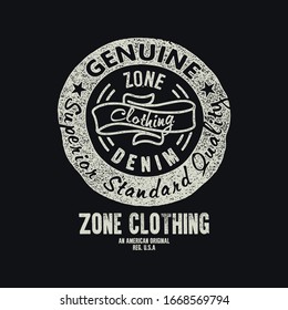 vector design zone clothing denim, vintage, typography, apparel, tee, text,  vector for t shirt