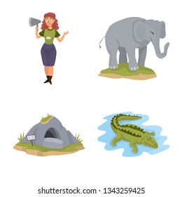 Vector design of zoo  and park icon. Collection of zoo  and animal vector icon for stock.