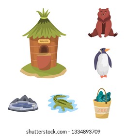 Vector design of zoo  and park logo. Set of zoo  and animal vector icon for stock.