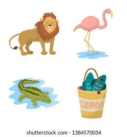 Vector design of zoo  and park sign. Collection of zoo  and animal vector icon for stock.