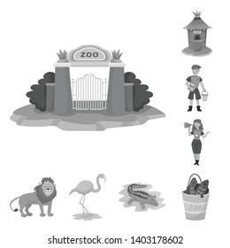 Vector design of zoo  and park sign. Set of zoo  and animal stock symbol for web.