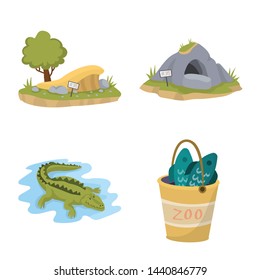 Vector design of zoo and park sign. Collection of zoo and animal stock symbol for web.