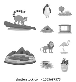 Vector design of zoo  and park symbol. Set of zoo  and animal stock vector illustration.