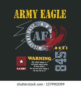 Vector designarmy eagle, typography design, t-shirt graphics, print, poster, banner, vector illustration