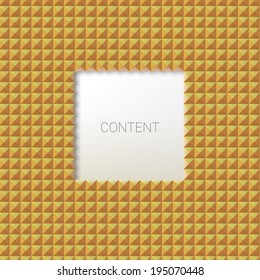 Vector design.Centered of a cool abstract geometric scalable 3d composition concept of placeholder element with a minimalist mosaic tile yellow background  