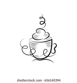 Vector designer cup with coffee. Icon for the menu
