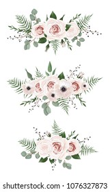 vector sage blush flowers rose ivory eucalyptus watercolor shutterstock peony dahlia dusty editable greenery garland bouquet pastel beige isolated floral