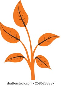Vector designer elements set collection of orange jungle ferns, tropical eucalyptus art natural leaf