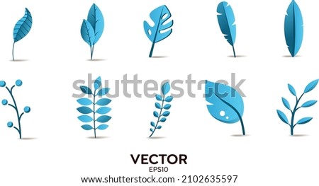 Vector designer elements set collection of green jungle ferns, tropical eucalyptus art natural leaf herbal leaves in vector style. Decorative beauty elegant illustration for design
