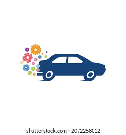 vector design.logo created from combination of flower and fast car logo.