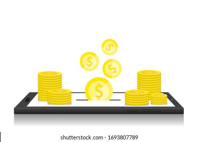 Vector design.Mobile banking.money dollars on mobilephone.shopping online internet payment.vector eps.10