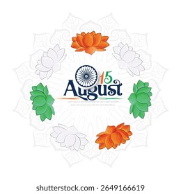 Vector Designs of Indian National Festival Independence Day with Indian Flag Indian Heritage beautiful background and lots of celebration concept. Birds showing Freedom. People are celebrating 15th 