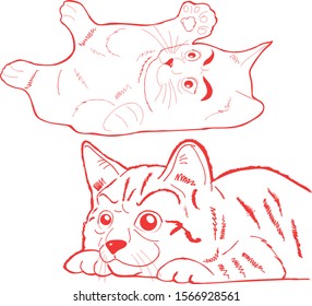 vector designs of kittens in red colors