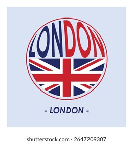 Vetor Desing London Marca de Palavras com Union Jack Flag