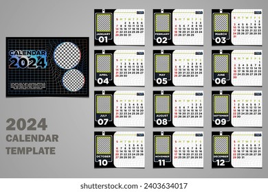 Vector Desk Calendar 2024 Template with Warp Distrorted Themes