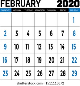 vector desk calendar for JANUARY 2020 template, printable calendar, planner design template, week starts on Sunday Vector illustration.