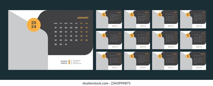 Vector desk calendar template 2024