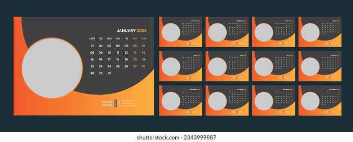 Vector desk calendar template 2024