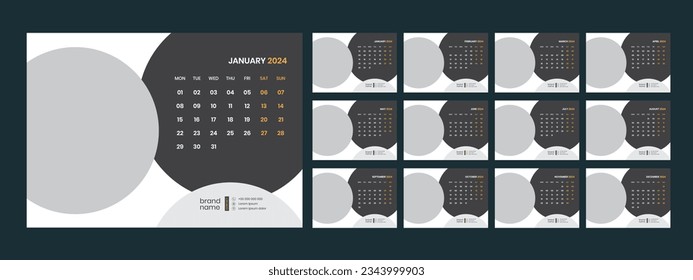 Vector desk calendar template 2024