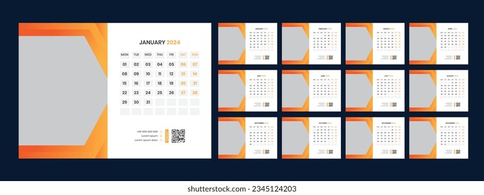 Vector desk calendar template 2024