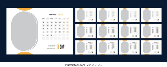 Vector desk calendar template 2024