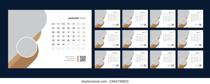 Vector desk calendar template 2024