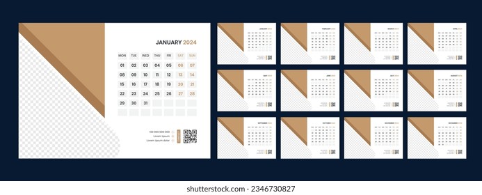 Vector desk calendar template 2024