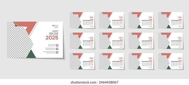 Vector desk calendar template 2025