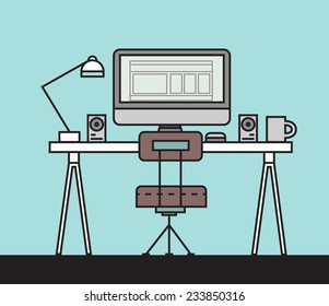 Vector desk of creative worker