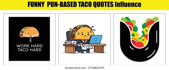 Vetor desk com tacos em cenários de escritório com trabalho duro taco citação de palavras-chave: taco, desenho animado, comida, ilustração, engraçado, personagem,...