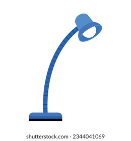 Vector desk lamp in blue color on white background.