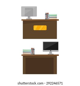 Vector desk and office accessories.