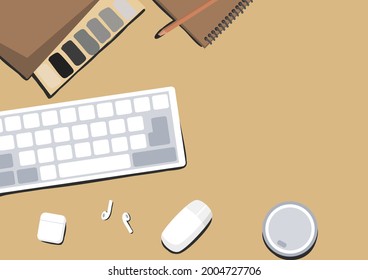 Escritorio vectorial, oficina, usado para medios y diseño.