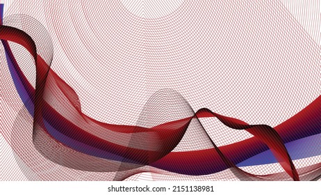 Vector desktop background with colorful abstract wave. Regular grid over the entire area. Abstract color wave at the bottom of the surface.