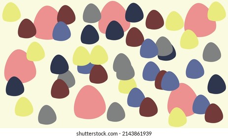 Vector desktop background with light yellow background and regular colored objects. Triangle-shaped objects with rounded corners. Colorful, cheerful wallpaper.