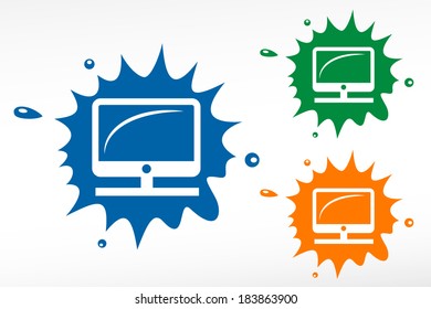 Vector desktop computer - color blob