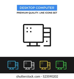 Vector desktop computer icon. PC concept. Premium quality graphic design. Modern signs, outline symbols collection, simple thin line icons set for websites, web design, mobile app, infographics