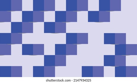 Vector desktop wallpaper. Geometric objects in shades of blue. 3D effect. Squares forming the illusion of roofs. Simple but practical, geometric background.