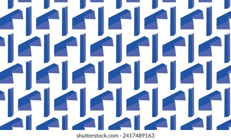 Papel de escritorio vectorial con un patrón geométrico repetido. El patrón de repetición rellena en azul. Objetos geométricos 3D. Fondo de escritorio, fondo, azul.