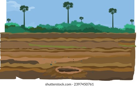 Vector desolate forest | barren land isolated vector illustration