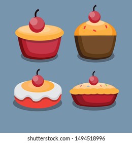 vector dessert cake sweet cherry