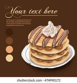 Vector dessert illustration and menu page design with space for text