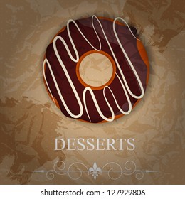 Vector dessert menu in grunge vintage style