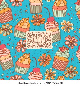 Vector dessert menu in retro style. It can be used for card, postcard, cover, invitation, wedding card, mothers day card, birthday card, menu, dessert menu.