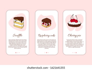 Vector dessert shop mobile application template. Modern illustration for design and web.